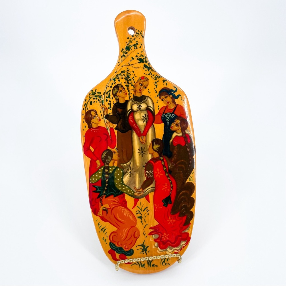 Hand-Painted Folk Art Ladies Hanging Wood Cutting Board
